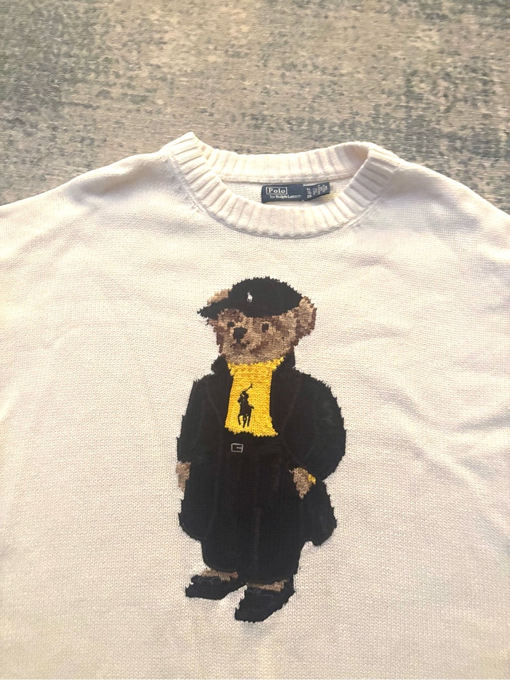 Polo by Ralph Lauren Cream Crewneck Sweater with Bear Graphic - Picture 5 of 5